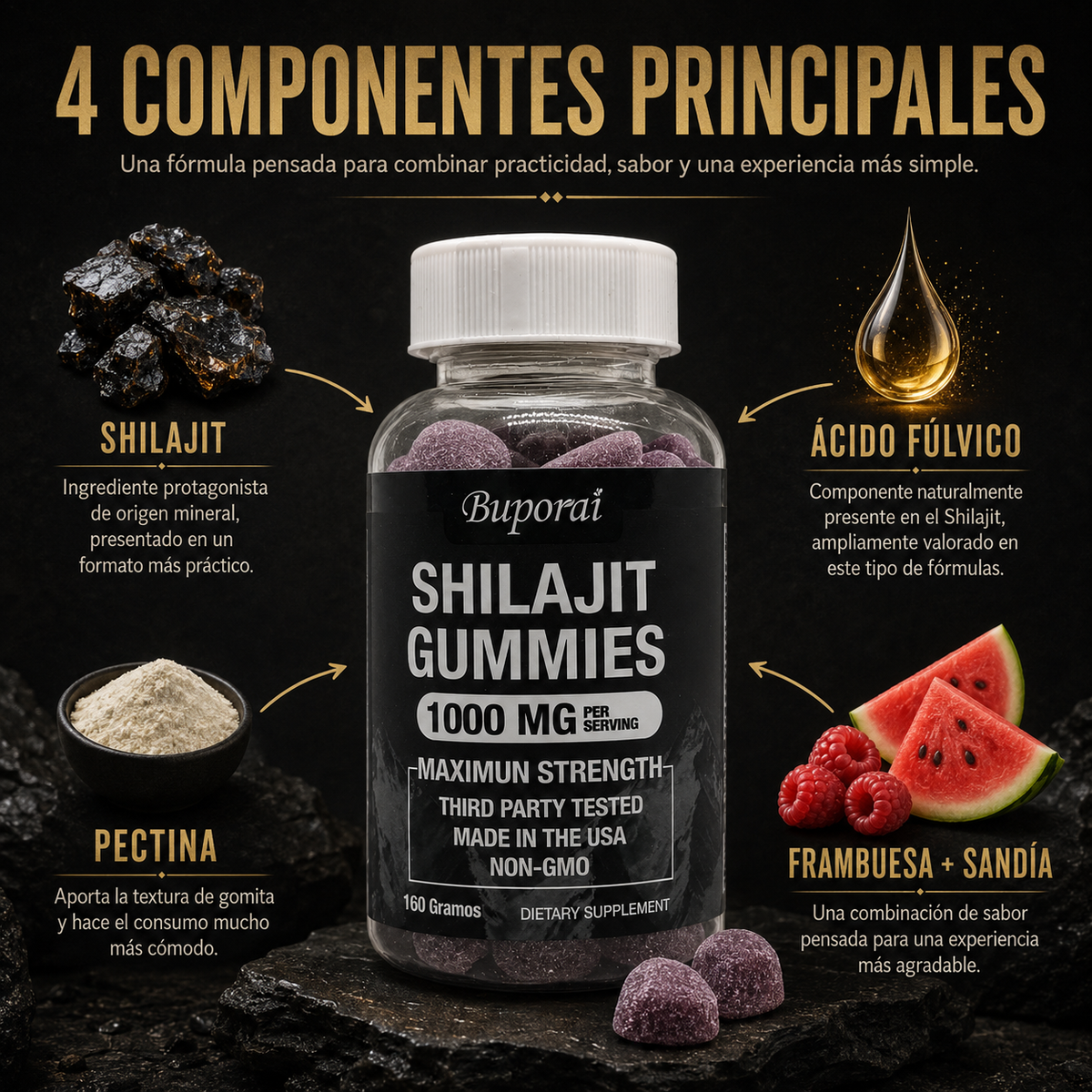 Sarelvo™ Shilajit Gomitas — 1000 mg por porción